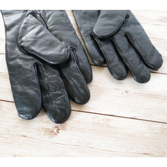 Thinsulate Leather Gloves Size Small Black Vtg 90s Y2K Lined Sheepskin Classic - Picture 4 of 11